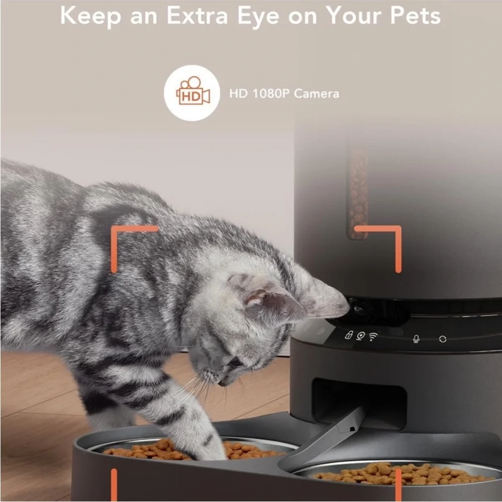 black Pet Libro automatic food dispenser | Wi-Fi enabled health tracking pet cam